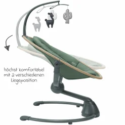 Babyschaukel Cassia Swing nur 4 kg leicht mit 5 Schaukel-Geschwindigkeiten, mehrere Sitz- und Liegepositionen 12 Melodien & 2 Spielzeuge - Beyond Green Eco - Kollektion 2025