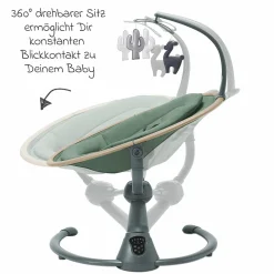 Babyschaukel Cassia Swing nur 4 kg leicht mit 5 Schaukel-Geschwindigkeiten, mehrere Sitz- und Liegepositionen 12 Melodien & 2 Spielzeuge - Beyond Green Eco - Kollektion 2025