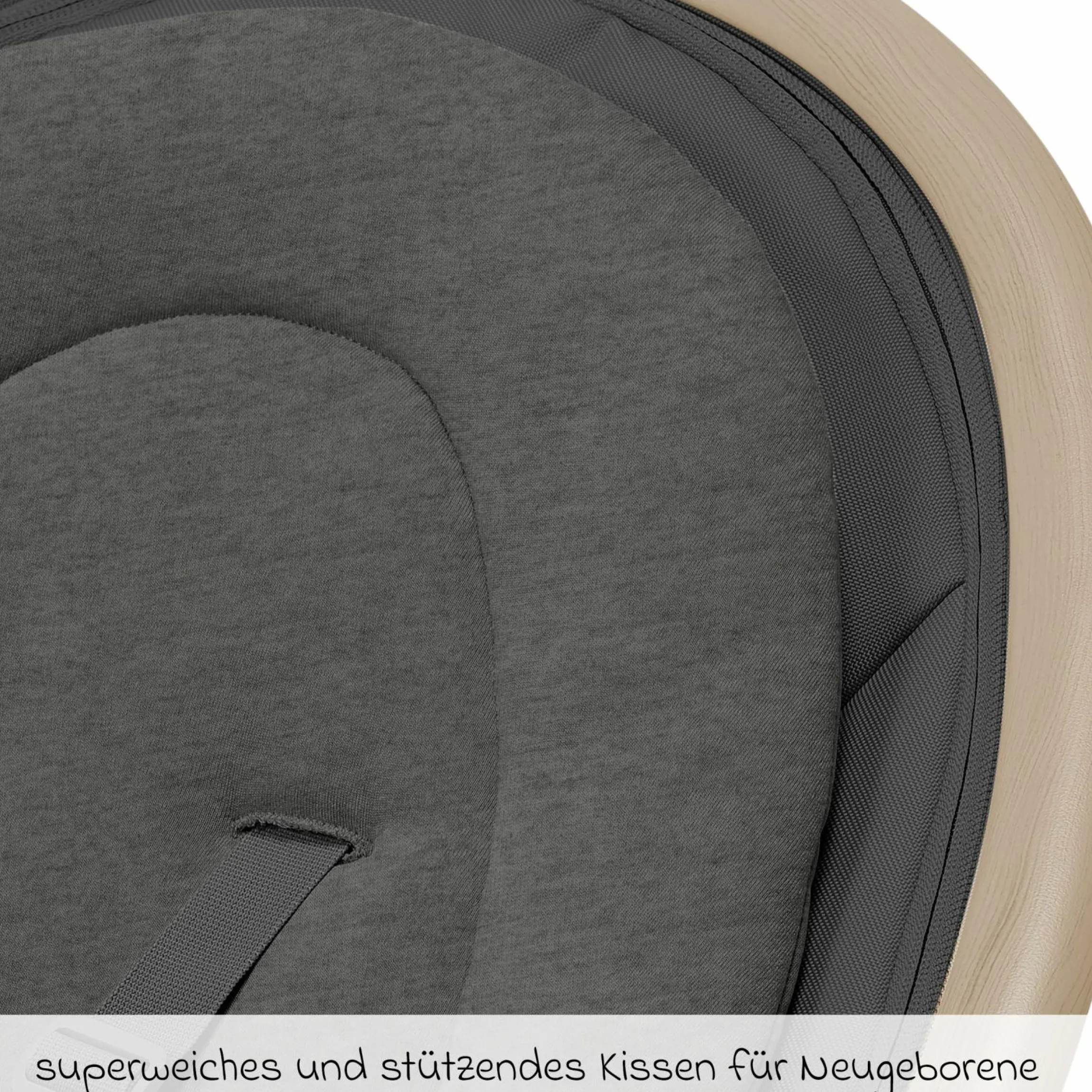 Babyschaukel Cassia Swing nur 4 kg leicht mit 5 Schaukel-Geschwindigkeiten, mehrere Sitz- und Liegepositionen 12 Melodien & 2 Spielzeuge - Beyond Graphite Eco - Kollektion 2025