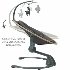 Babyschaukel Cassia Swing nur 4 kg leicht mit 5 Schaukel-Geschwindigkeiten, mehrere Sitz- und Liegepositionen 12 Melodien & 2 Spielzeuge - Beyond Graphite Eco - Kollektion 2025