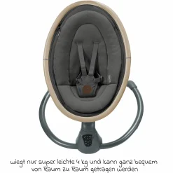 Babyschaukel Cassia Swing nur 4 kg leicht mit 5 Schaukel-Geschwindigkeiten, mehrere Sitz- und Liegepositionen 12 Melodien & 2 Spielzeuge - Beyond Graphite Eco - Kollektion 2025