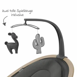 Babyschaukel Cassia Swing nur 4 kg leicht mit 5 Schaukel-Geschwindigkeiten, mehrere Sitz- und Liegepositionen 12 Melodien & 2 Spielzeuge - Beyond Graphite Eco - Kollektion 2025