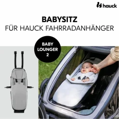 Babysitz / Neugeboreneneinsatz Baby Lounger 2 für alle Hauck Fahrradanhänger - Grey