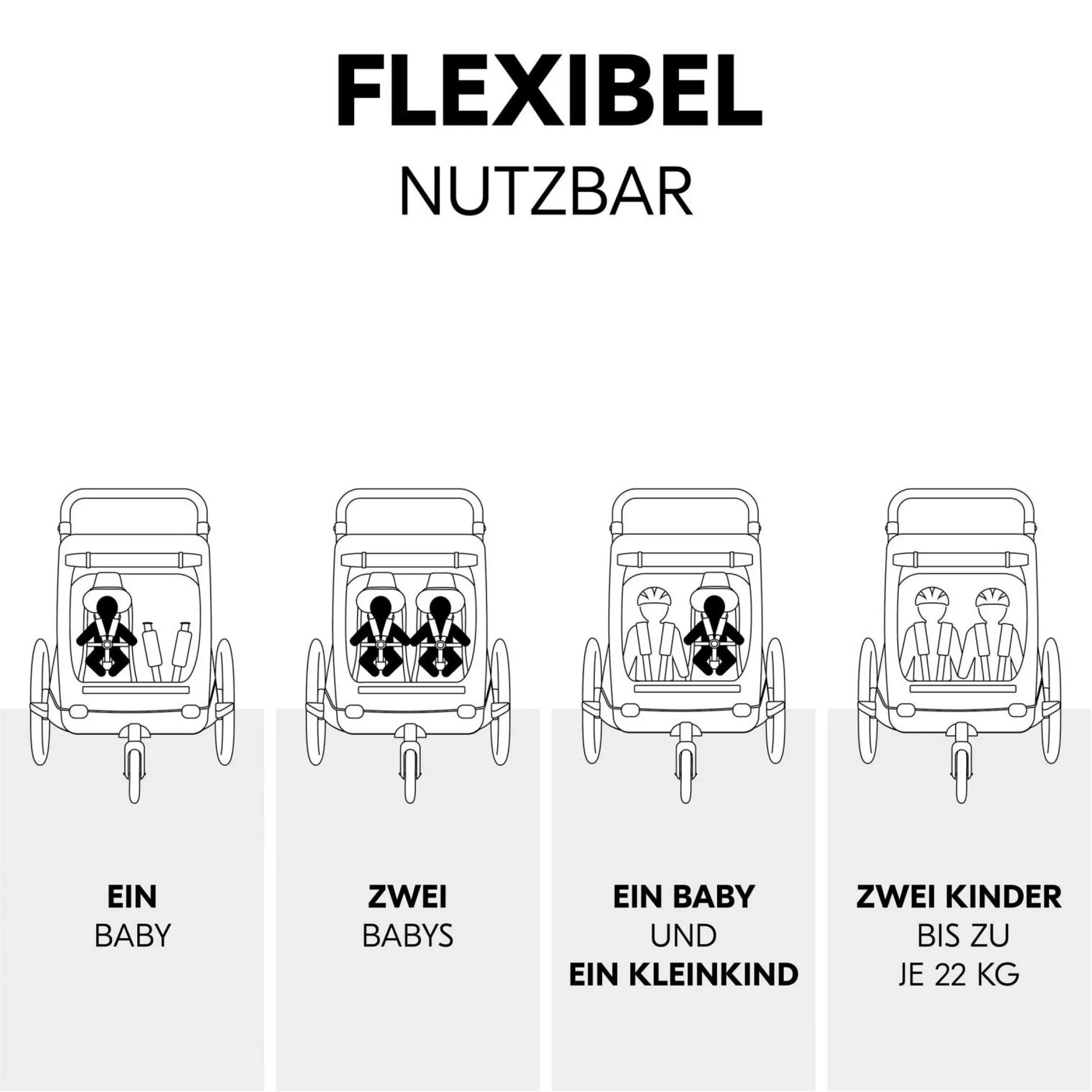 Babysitz / Neugeboreneneinsatz Baby Lounger 2 für alle Hauck Fahrradanhänger - Grey