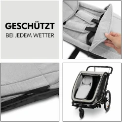 Babysitz / Neugeboreneneinsatz Baby Lounger 2 für alle Hauck Fahrradanhänger - Grey