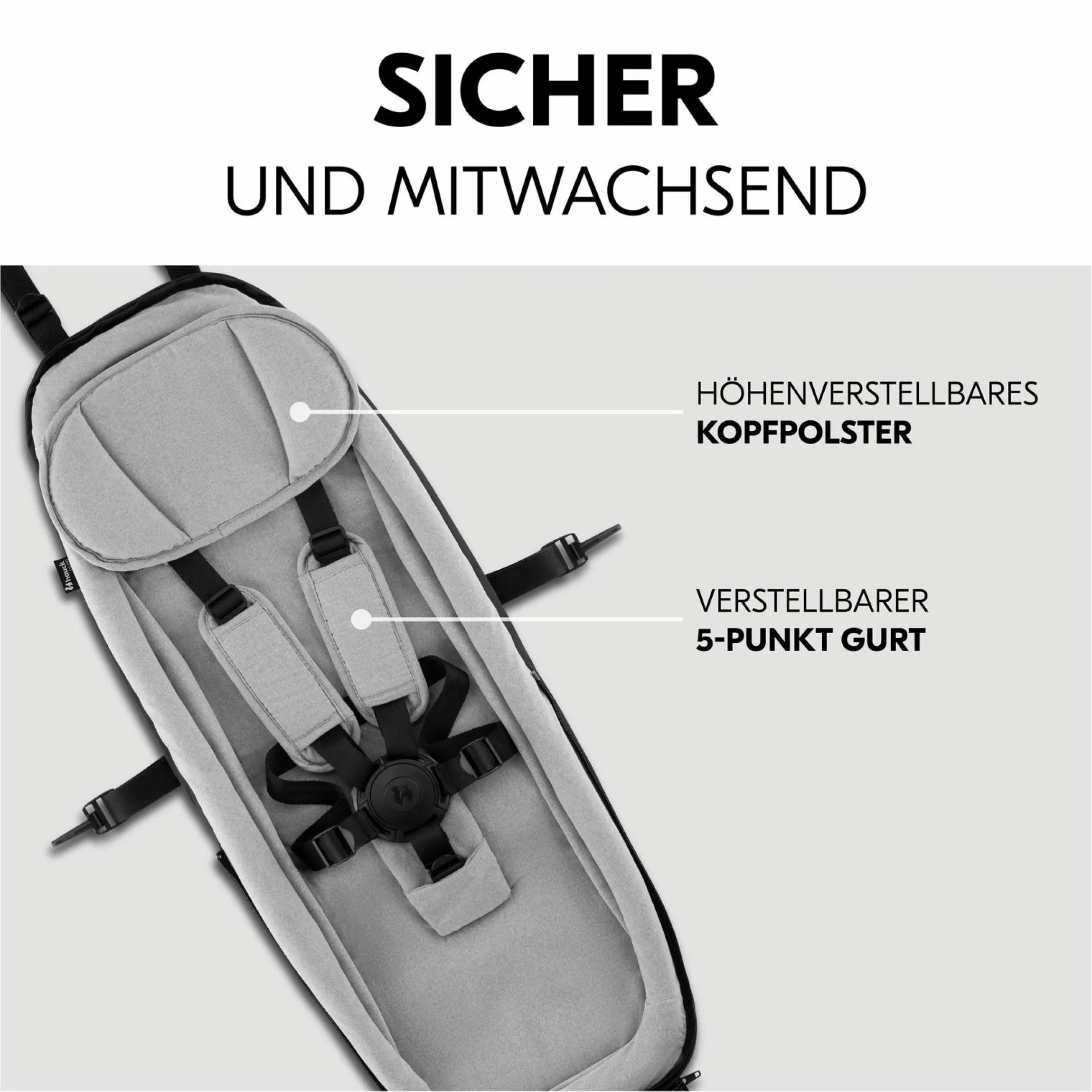 Babysitz / Neugeboreneneinsatz Baby Lounger 2 für alle Hauck Fahrradanhänger - Grey