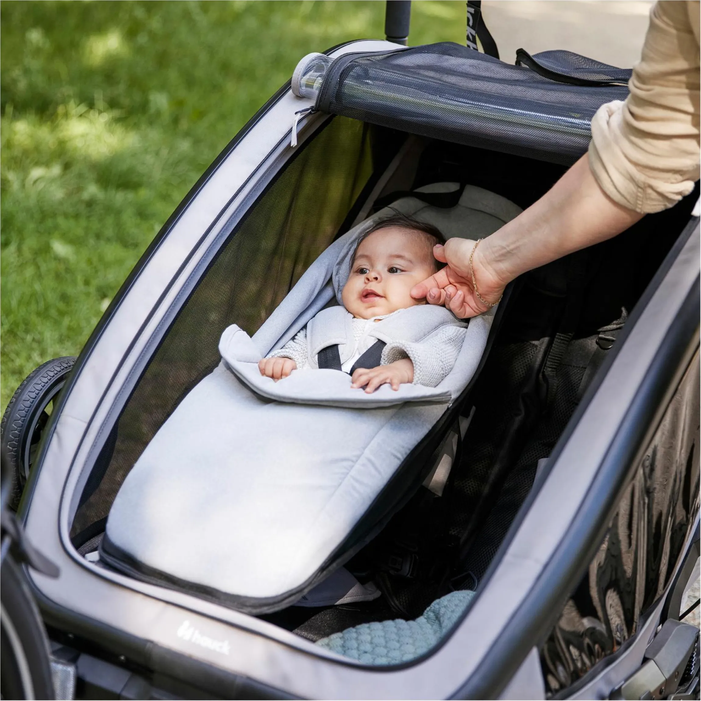 Babysitz / Neugeboreneneinsatz Baby Lounger 2 für alle Hauck Fahrradanhänger - Grey