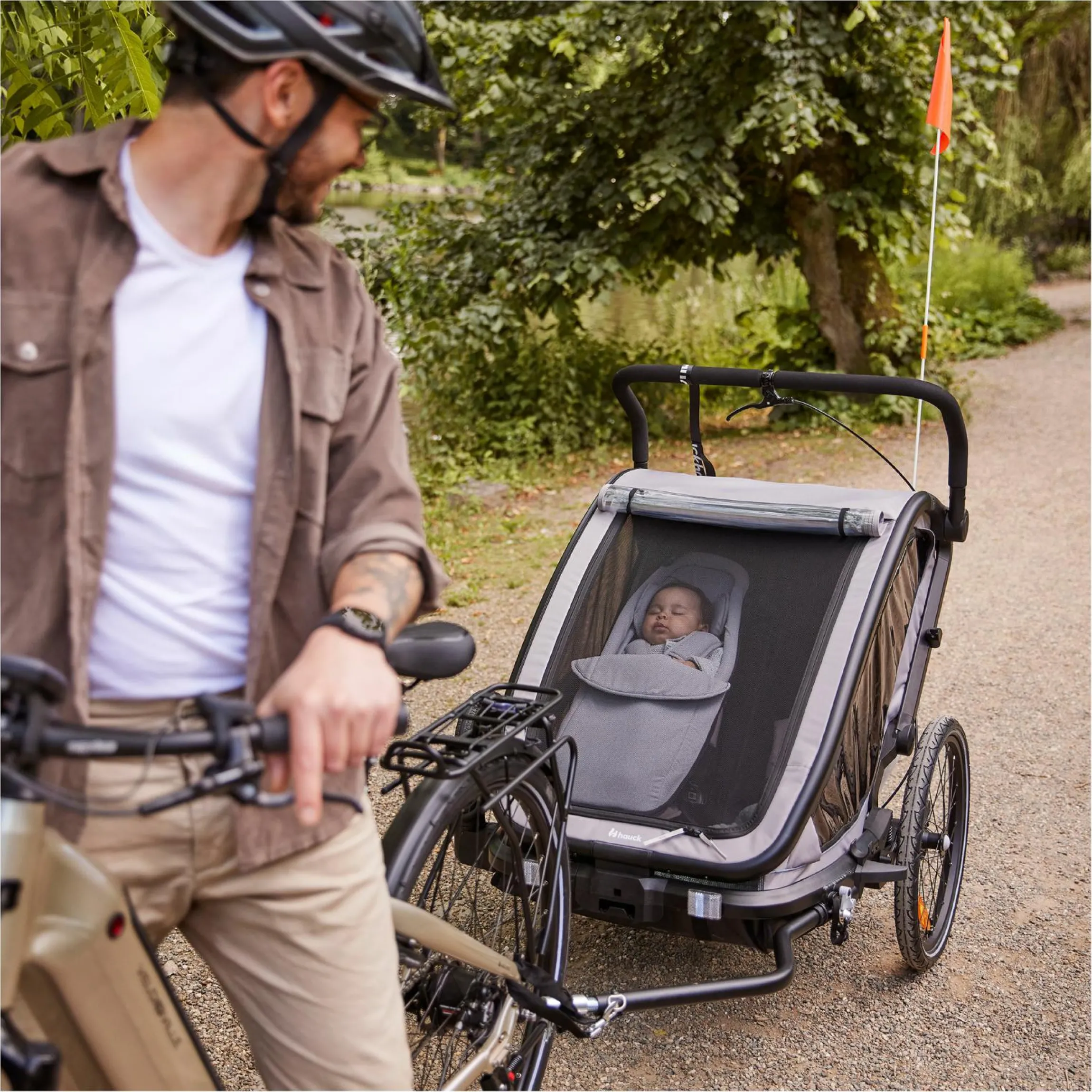 Babysitz / Neugeboreneneinsatz Baby Lounger 2 für alle Hauck Fahrradanhänger - Grey