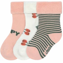 Babysocken 3er Pack Terry aus Bio-Baumwolle - Cherry - Peach - Gr. 15-18