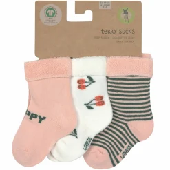 Babysocken 3er Pack Terry aus Bio-Baumwolle - Cherry - Peach - Gr. 15-18
