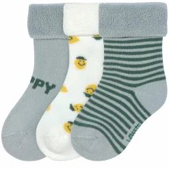 Babysocken 3er Pack Terry aus Bio-Baumwolle - Lemon - Light Blue - Gr. 15-18