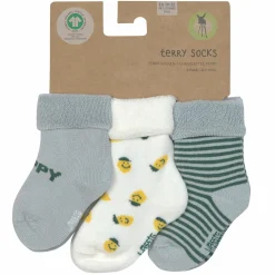 Babysocken 3er Pack Terry aus Bio-Baumwolle - Lemon - Light Blue - Gr. 15-18