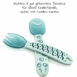Babyteller zum Mitnehmen inkl. Besteck 2er Pack - Grün & Pink