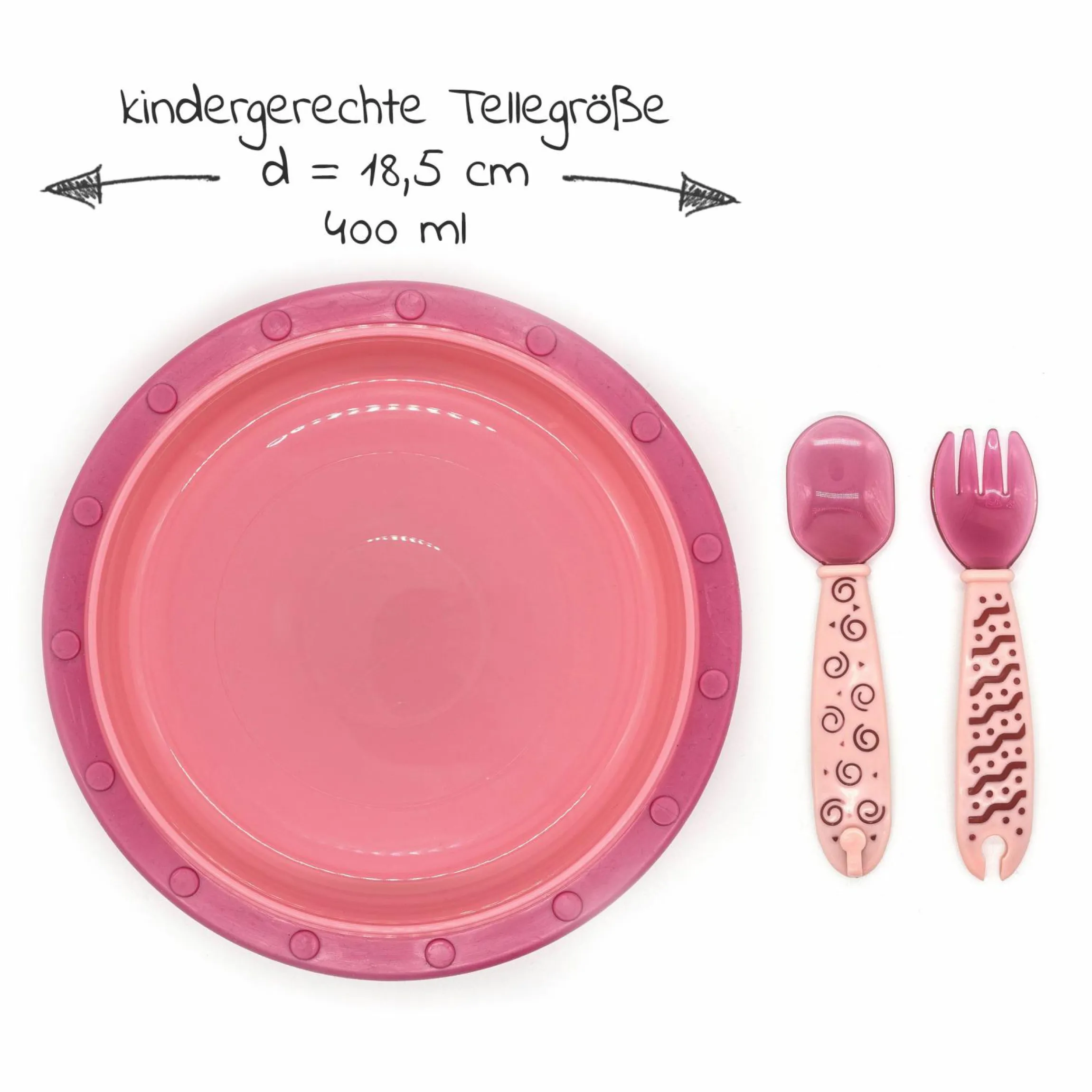 Babyteller zum Mitnehmen inkl. Besteck - Pink