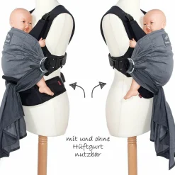 Babytrage / Tragetuch Duo mit abnehmbarem Hüftgurt - Grey