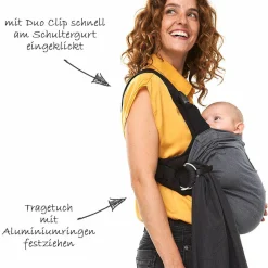 Babytrage / Tragetuch Duo mit abnehmbarem Hüftgurt - Grey
