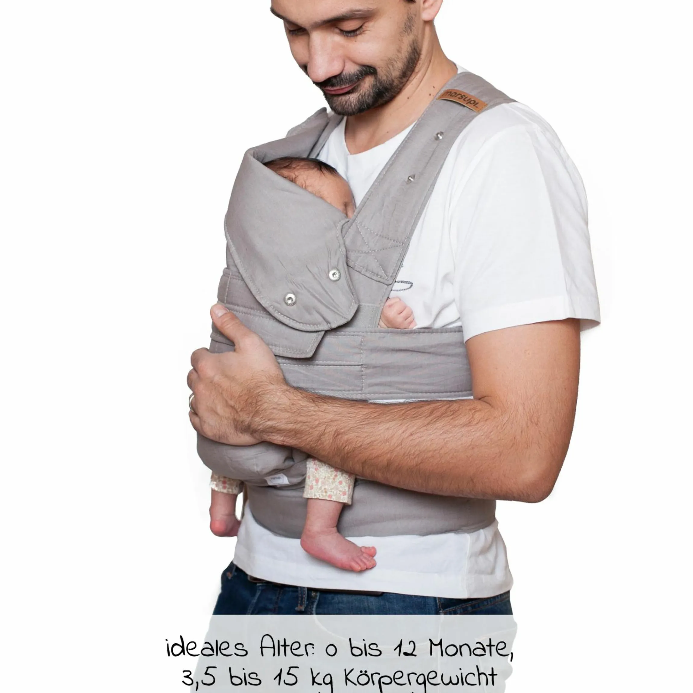 Babytrage Breeze 2.0 Gr. L für Neugeborene von 3,5 kg -15 kg - Lightgrey