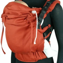 Babytrage DidyFix Fullbuckle ab Geburt - 3,5 kg - 20 kg - Anhock-Spreiz-Haltung, Bauch-, Rücken- und Hüfttrageweise, 100 % kbA-Baumwolle - Rusty Red