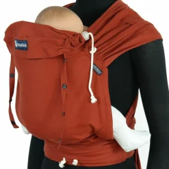 Babytrage DidyKlick 4u Halfbuckle ab Geburt - 3,5 kg - 20 kg - Anhock-Spreiz-Haltung, Bauch-, Rücken- und Hüfttrageweise, 100 % kbA-Baumwolle - Rusty Red