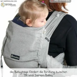 Babytrage DidyKlick 4u Halfbuckle ab Geburt - 3,5 kg - 20 kg - Anhock-Spreiz-Haltung, Bauch-, Rücken- und Hüfttrageweise, 100 % kbA-Baumwolle - Rusty Red