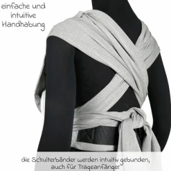 Babytrage DidyKlick 4u Halfbuckle ab Geburt - 3,5 kg - 20 kg - Anhock-Spreiz-Haltung, Bauch-, Rücken- und Hüfttrageweise, 100 % kbA-Baumwolle - Siber