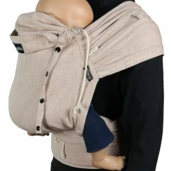 Babytrage DidyKlick 4u Halfbuckle ab Geburt - 3,5 kg - 20 kg - Anhock-Spreiz-Haltung, Bauch-, Rücken- und Hüfttrageweise, 100 % kbA-Baumwolle - Zimt