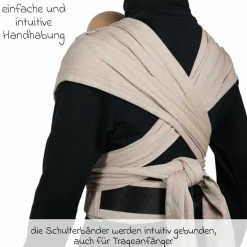 Babytrage DidyKlick 4u Halfbuckle ab Geburt - 3,5 kg - 20 kg - Anhock-Spreiz-Haltung, Bauch-, Rücken- und Hüfttrageweise, 100 % kbA-Baumwolle - Zimt