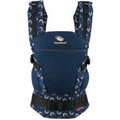 Babytrage First für Neugeborene ab 3,5 kg - 20 kg mit 3 Tragepositionen aus 100% Bio-Baumwolle - RainbowNight - Navy Print