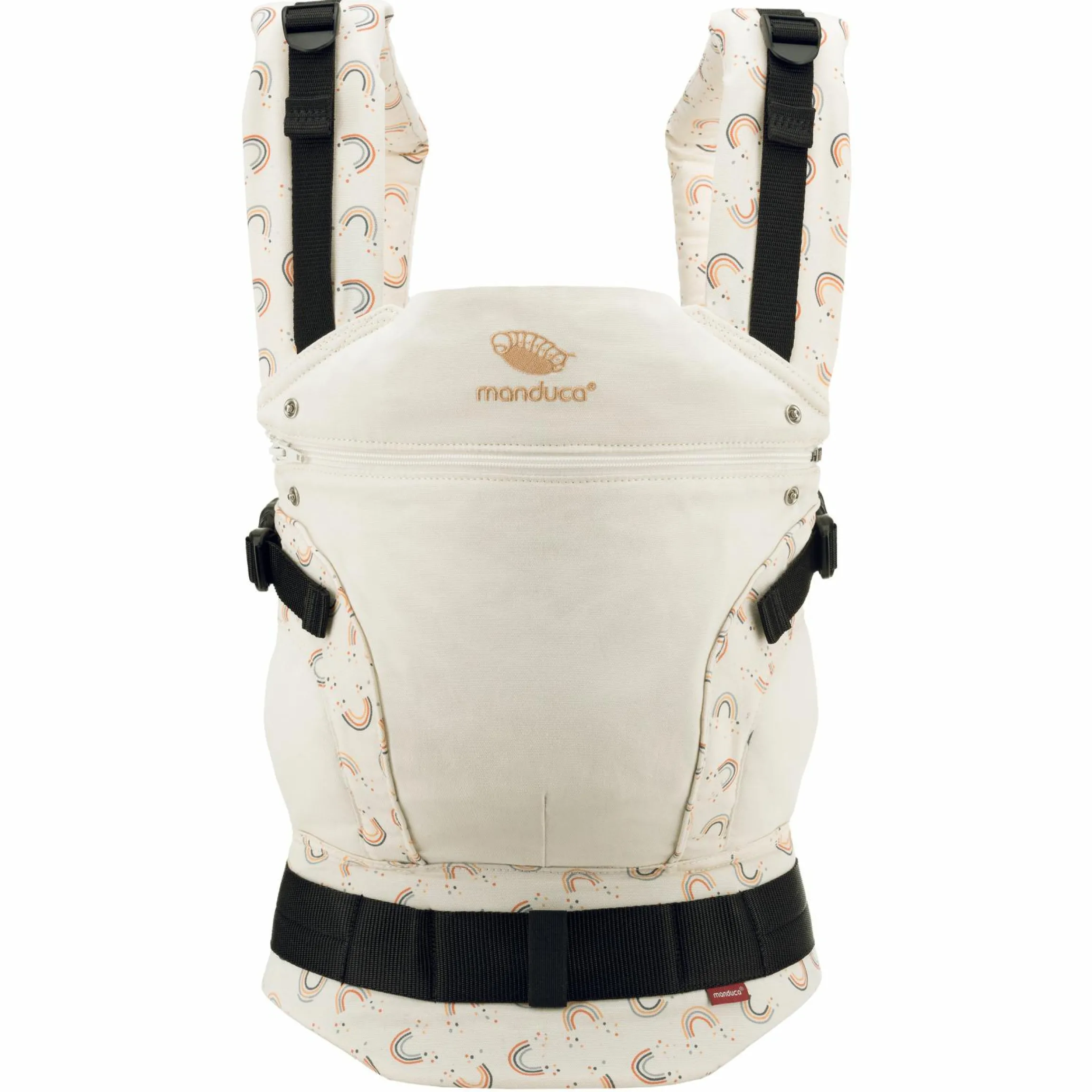 Babytrage First für Neugeborene ab 3,5 kg - 20 kg mit 3 Tragepositionen aus 100% Bio-Baumwolle - RainbowDay - Sand Print