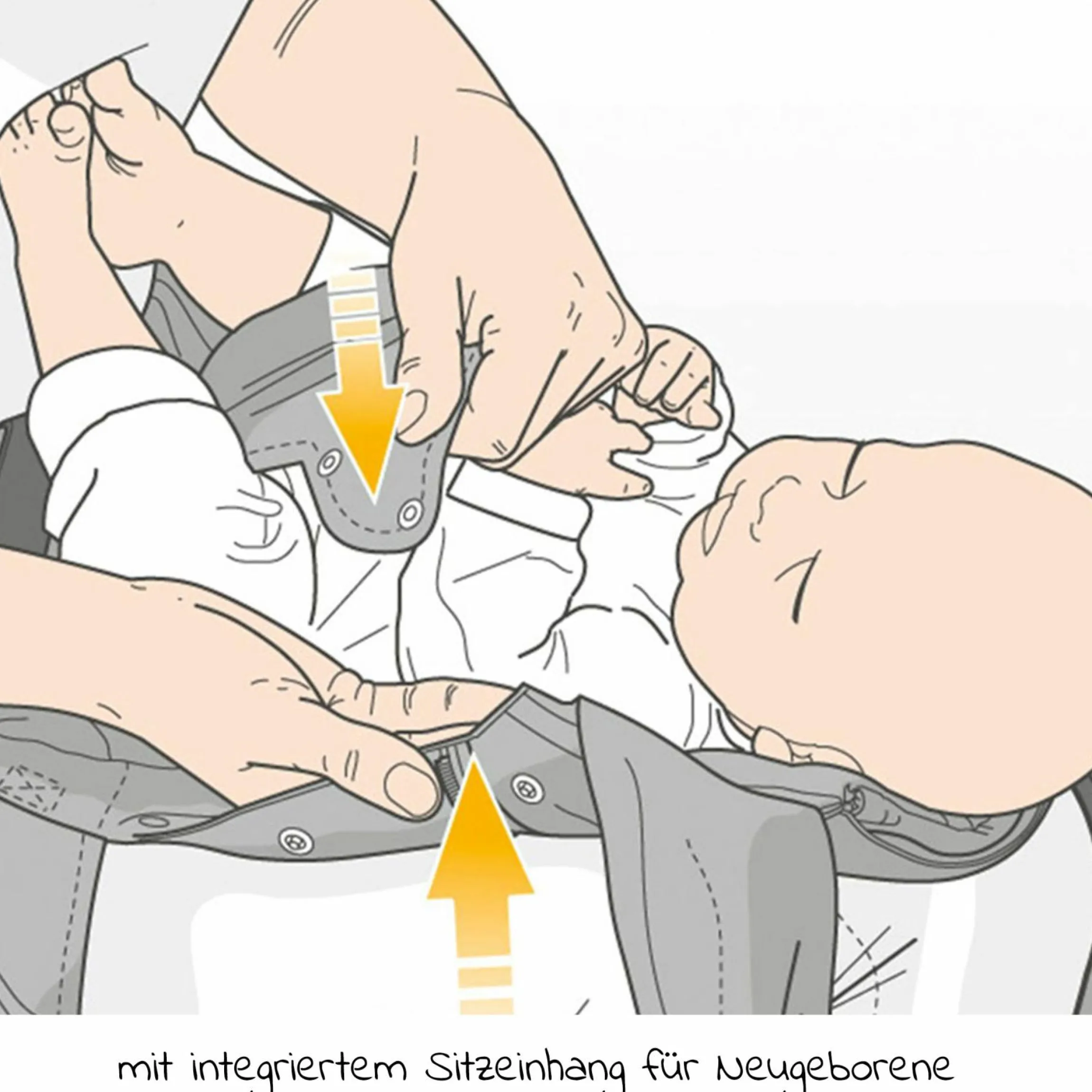 Babytrage First für Neugeborene ab 3,5 kg - 20 kg mit 3 Tragepositionen aus 100% Bio-Baumwolle - RainbowDay - Sand Print