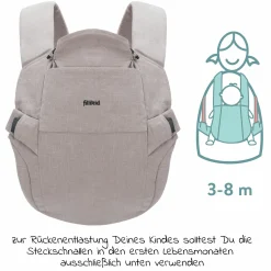 Babytrage Natural ab 3,5 -20 kg für Bauch-, Hüft und Rückentrageposition - Grau