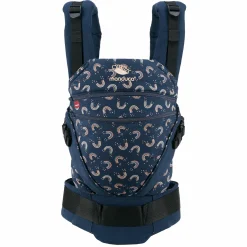 Babytrage XT für Neugeborene ab 3,5 kg - 20 kg mit 3 Tragepositionen aus 100% Bio-Baumwolle - RainbowNight - Navy Print