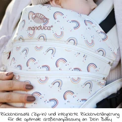 Babytrage XT für Neugeborene ab 3,5 kg - 20 kg mit 3 Tragepositionen aus 100% Bio-Baumwolle - RainbowDay - Sand Print