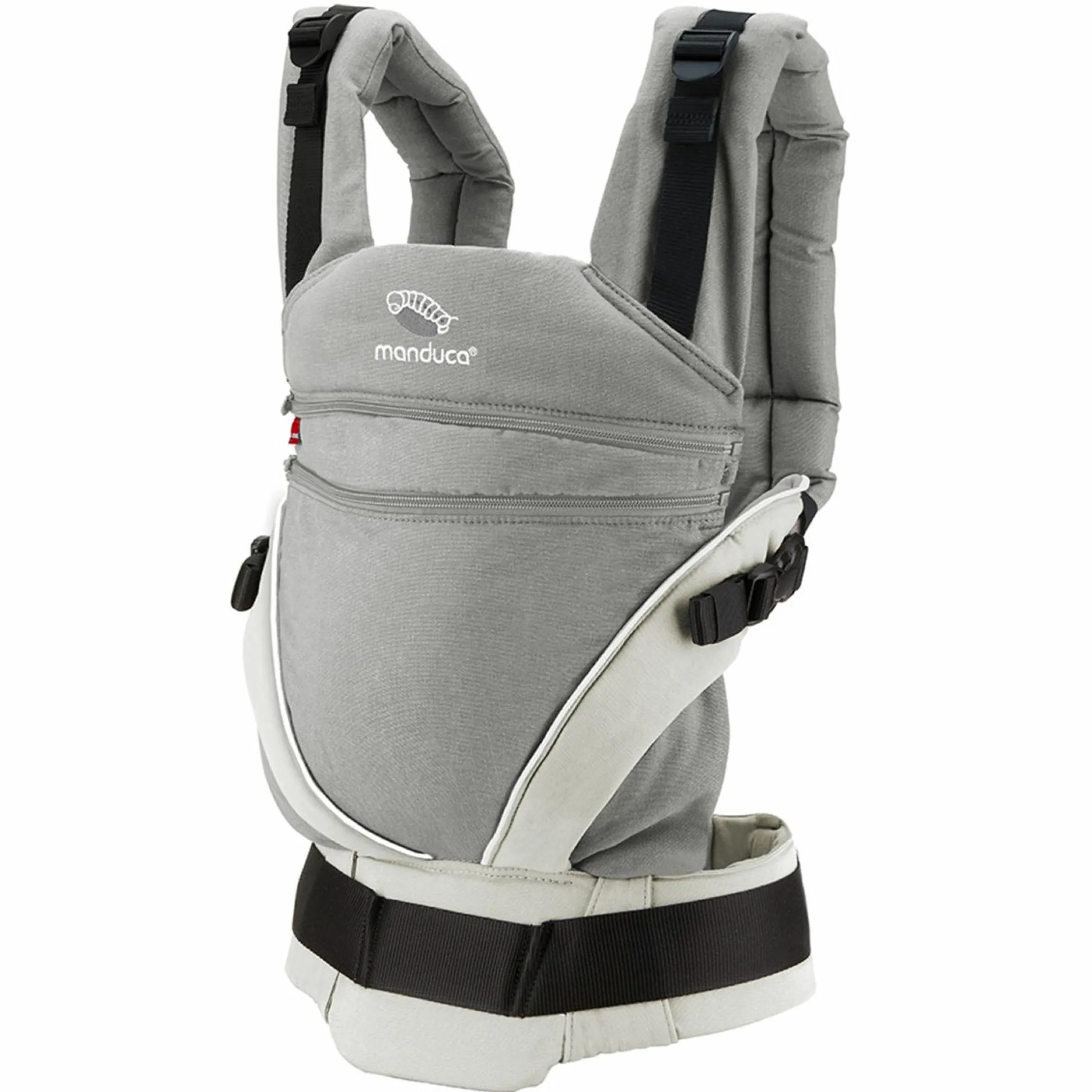 Babytrage-Set XT-Cotton für Neugeborene ab 3,5 kg - 20 kg mit 3 Tragepositionen 100% Bio-Baumwolle inkl. 2 GRATIS Schnullerketten MiaMia Grau Grün - Grey White