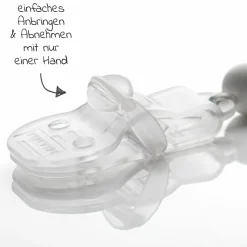 Babytrage-Set XT-Cotton für Neugeborene ab 3,5 kg - 20 kg mit 3 Tragepositionen 100% Bio-Baumwolle inkl. 2 GRATIS Schnullerketten MiaMia Grau Grün - Grey White