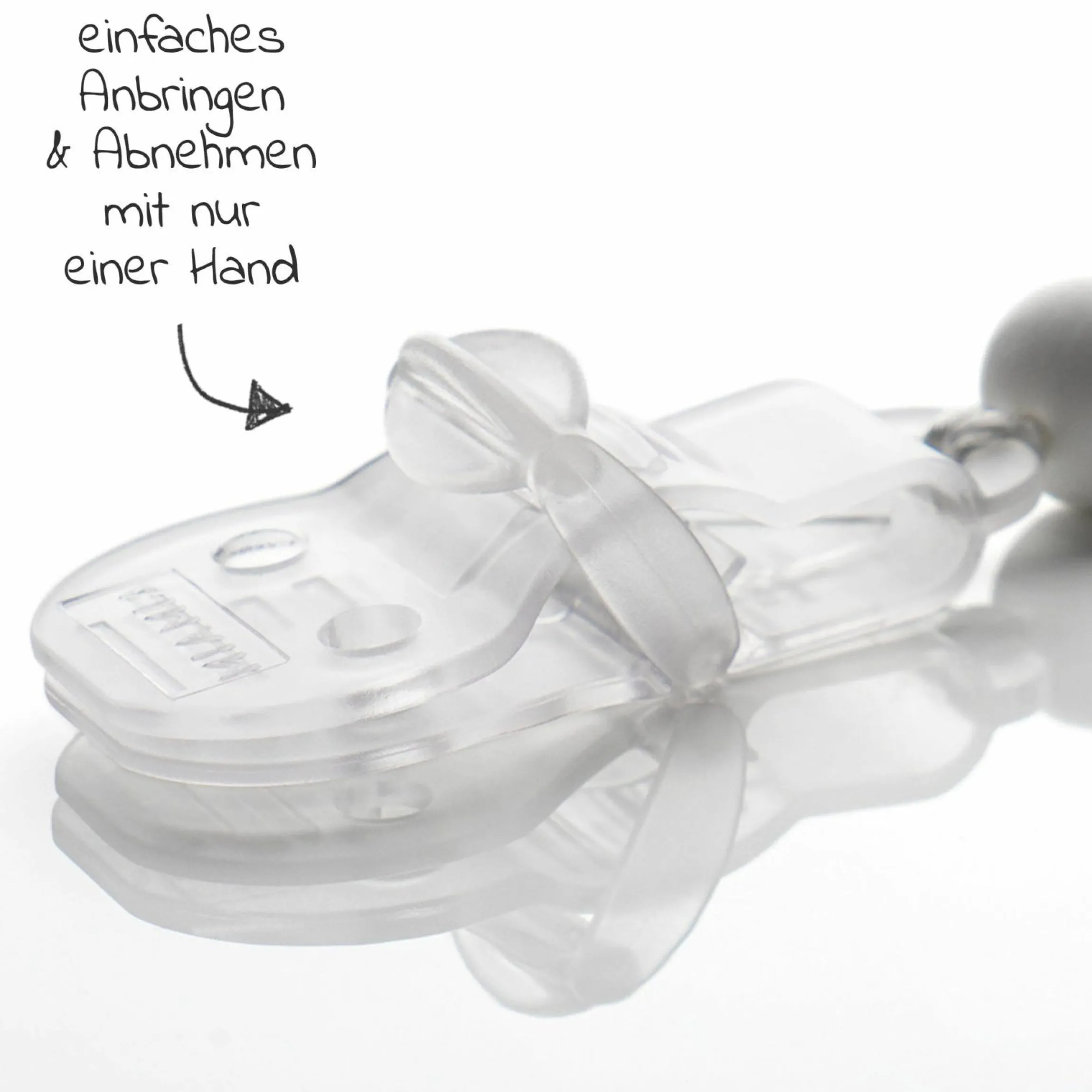 Babytrage-Set XT-Cotton für Neugeborene ab 3,5 kg - 20 kg mit 3 Tragepositionen 100% Bio-Baumwolle inkl. 2 GRATIS Schnullerketten MiaMia Grau Grün - Grey White