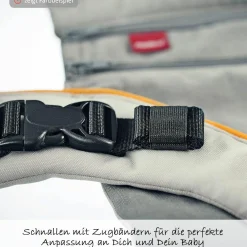 Babytrage-Set XT-Cotton für Neugeborene ab 3,5 kg - 20 kg mit 3 Tragepositionen 100% Bio-Baumwolle inkl. 2 GRATIS Schnullerketten MiaMia Grau Grün - Grey White