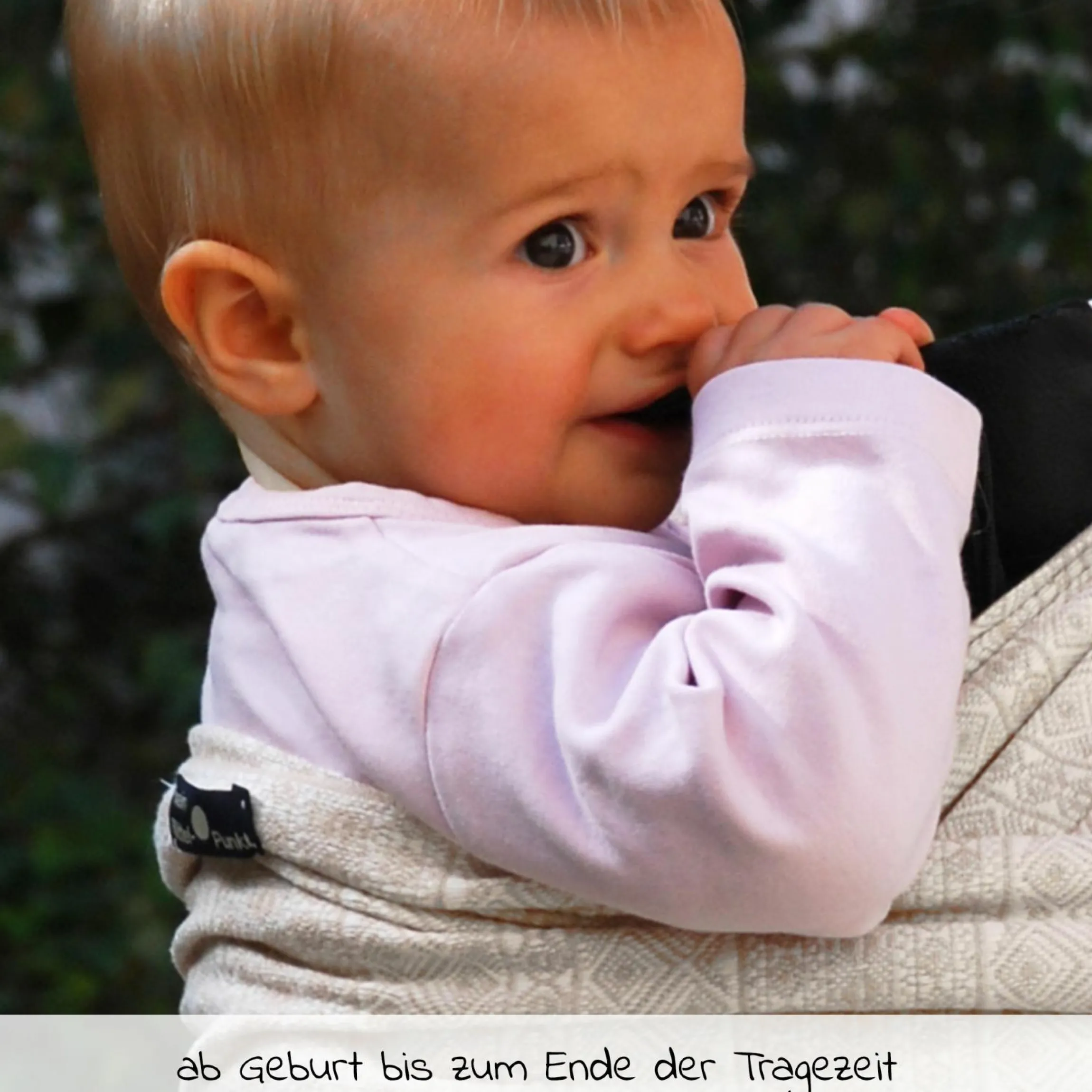 Babytragetuch ab Geburt - 3,5 kg - 20 kg - Anhock-Spreiz-Haltung, Bauch-, Rücken- und Hüfttrageweise, 100 % kbA-Baumwolle 68 x 520 cm - Prima - Natur