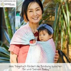 Babytragetuch DidySling ab Geburt - 3,5 kg - 20 kg - Anhock-Spreiz-Haltung, Bauch-, Rücken- und Hüfttrageweise, 100 % kbA-Baumwolle - Prima - Aurora