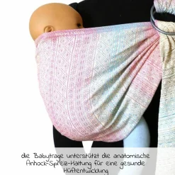 Babytragetuch DidySling ab Geburt - 3,5 kg - 20 kg - Anhock-Spreiz-Haltung, Bauch-, Rücken- und Hüfttrageweise, 100 % kbA-Baumwolle - Prima - Aurora