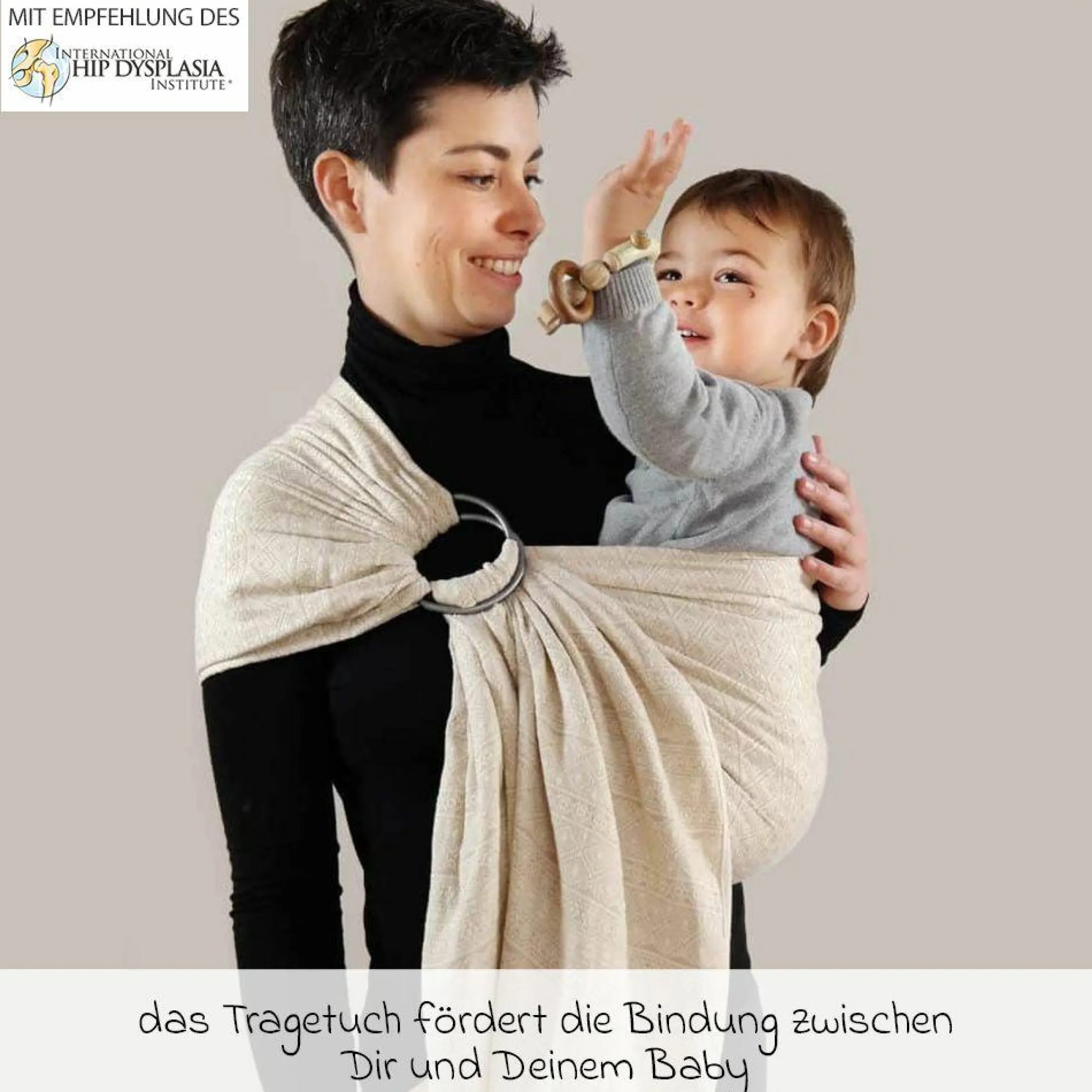 Babytragetuch DidySling ab Geburt - 3,5 kg - 20 kg - Anhock-Spreiz-Haltung, Bauch-, Rücken- und Hüfttrageweise, 100 % kbA-Baumwolle - Prima - Natur