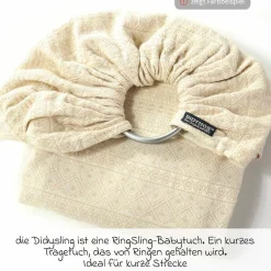 Babytragetuch DidySling ab Geburt - 3,5 kg - 20 kg - Anhock-Spreiz-Haltung, Bauch-, Rücken- und Hüfttrageweise, 100 % kbA-Baumwolle - Prima - Natur