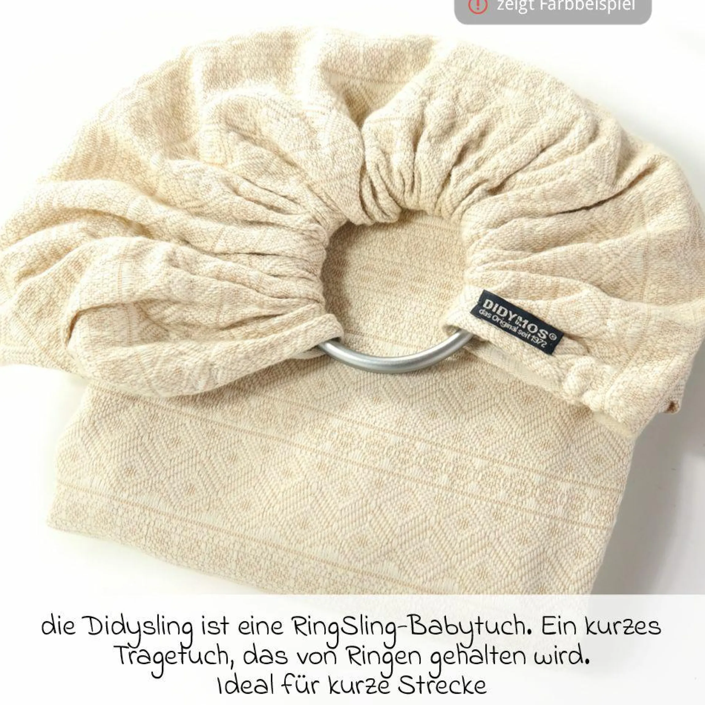 Babytragetuch DidySling ab Geburt - 3,5 kg - 20 kg - Anhock-Spreiz-Haltung, Bauch-, Rücken- und Hüfttrageweise, 100 % kbA-Baumwolle - Prima - Natur