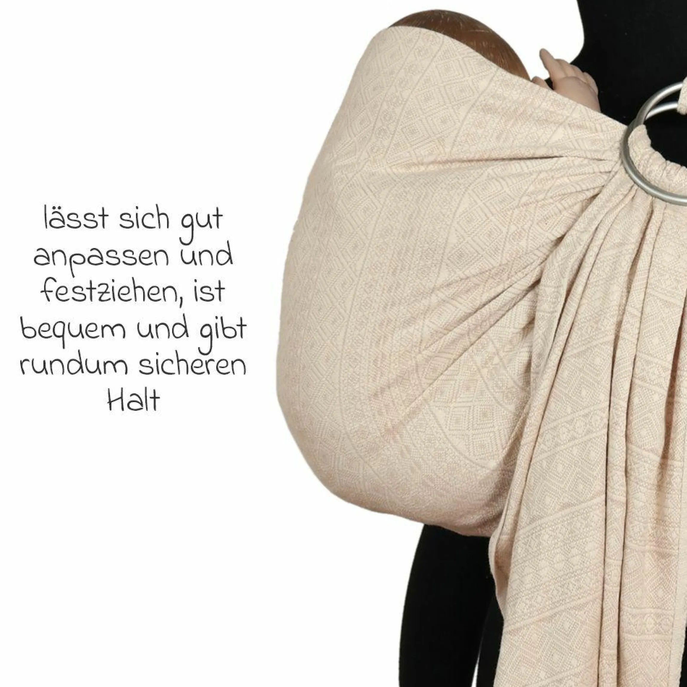Babytragetuch DidySling ab Geburt - 3,5 kg - 20 kg - Anhock-Spreiz-Haltung, Bauch-, Rücken- und Hüfttrageweise, 100 % kbA-Baumwolle - Prima - Natur