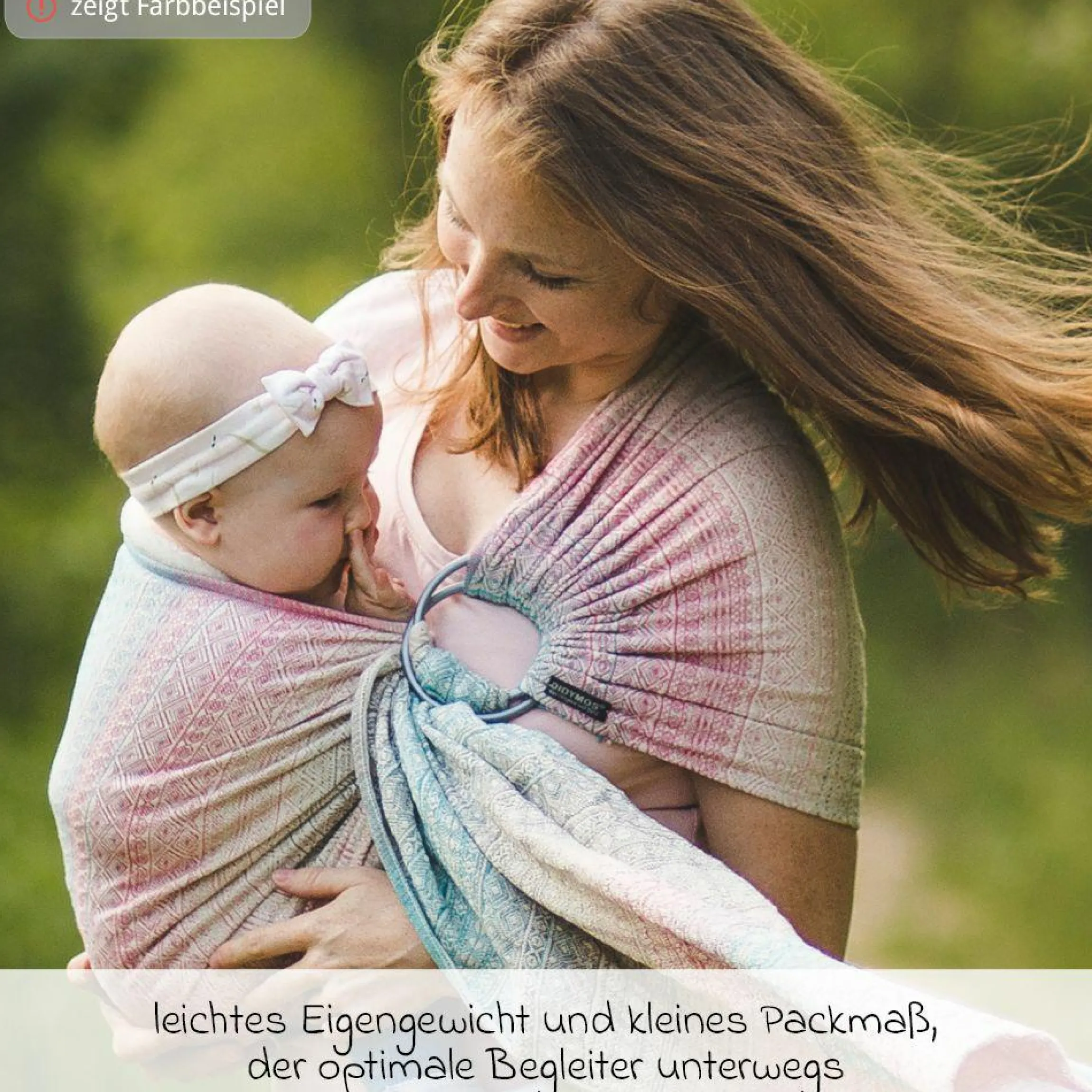 Babytragetuch DidySling ab Geburt - 3,5 kg - 20 kg - Anhock-Spreiz-Haltung, Bauch-, Rücken- und Hüfttrageweise, 100 % kbA-Baumwolle - Prima - Natur