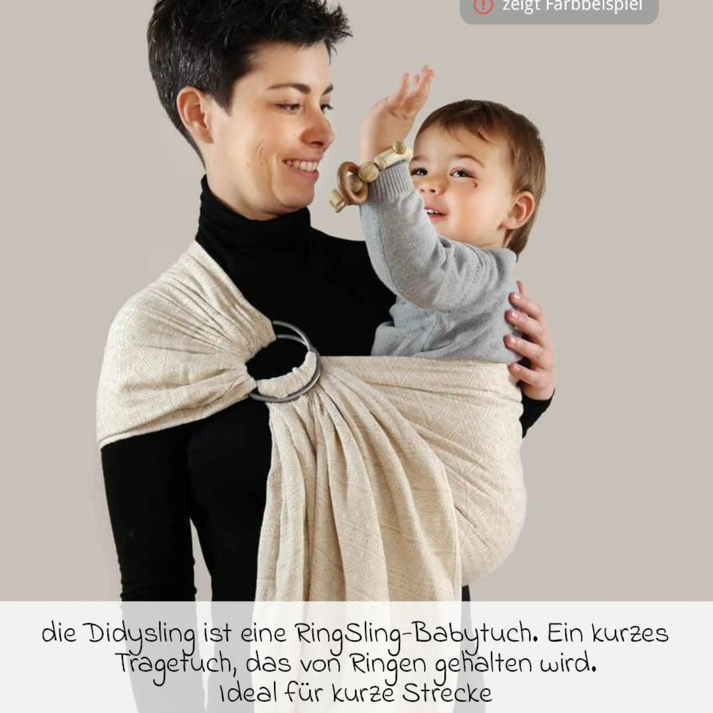 Babytragetuch DidySling ab Geburt - 3,5 kg - 20 kg - Anhock-Spreiz-Haltung, Bauch-, Rücken- und Hüfttrageweise, 100 % kbA-Baumwolle - Silber