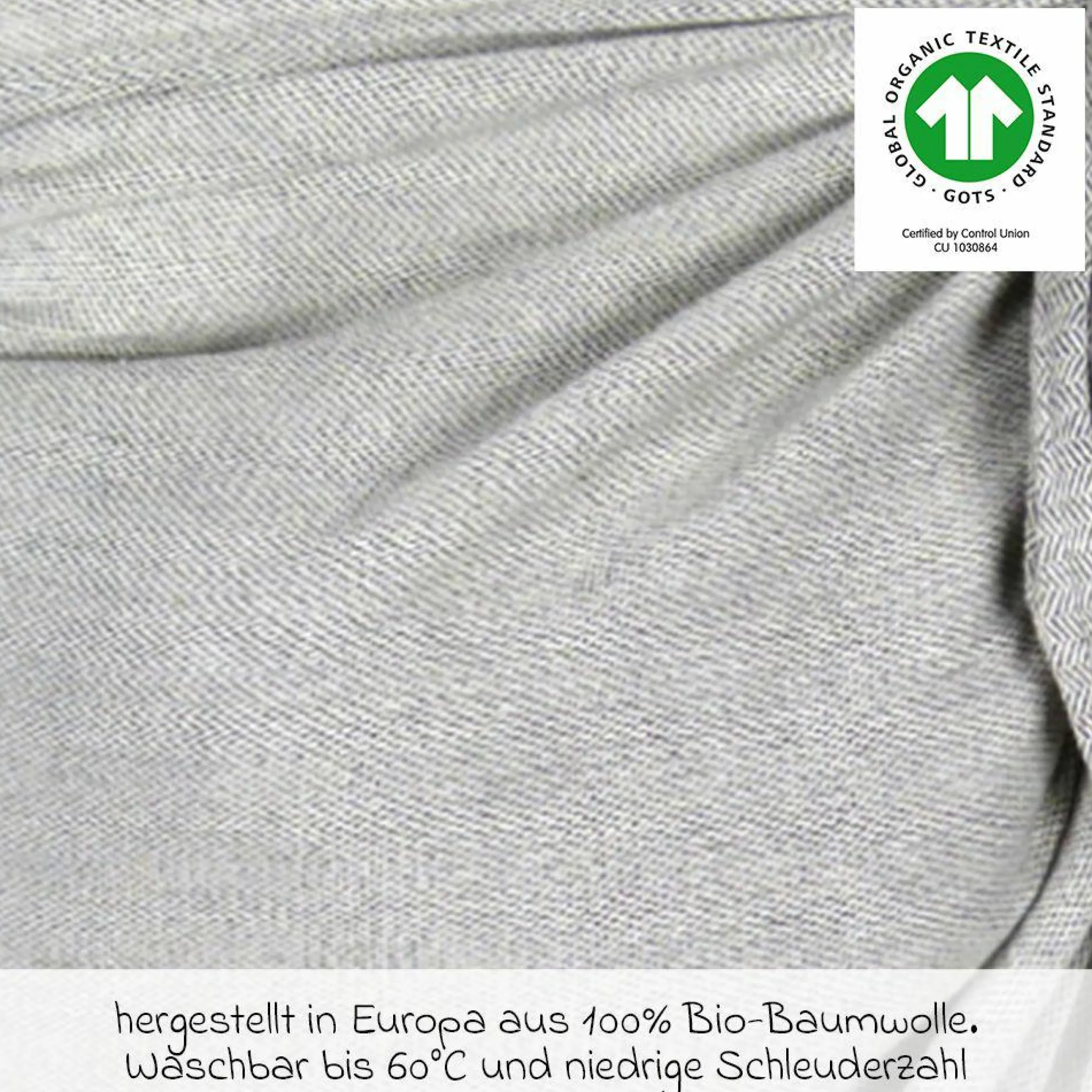 Babytragetuch DidySling ab Geburt - 3,5 kg - 20 kg - Anhock-Spreiz-Haltung, Bauch-, Rücken- und Hüfttrageweise, 100 % kbA-Baumwolle - Silber