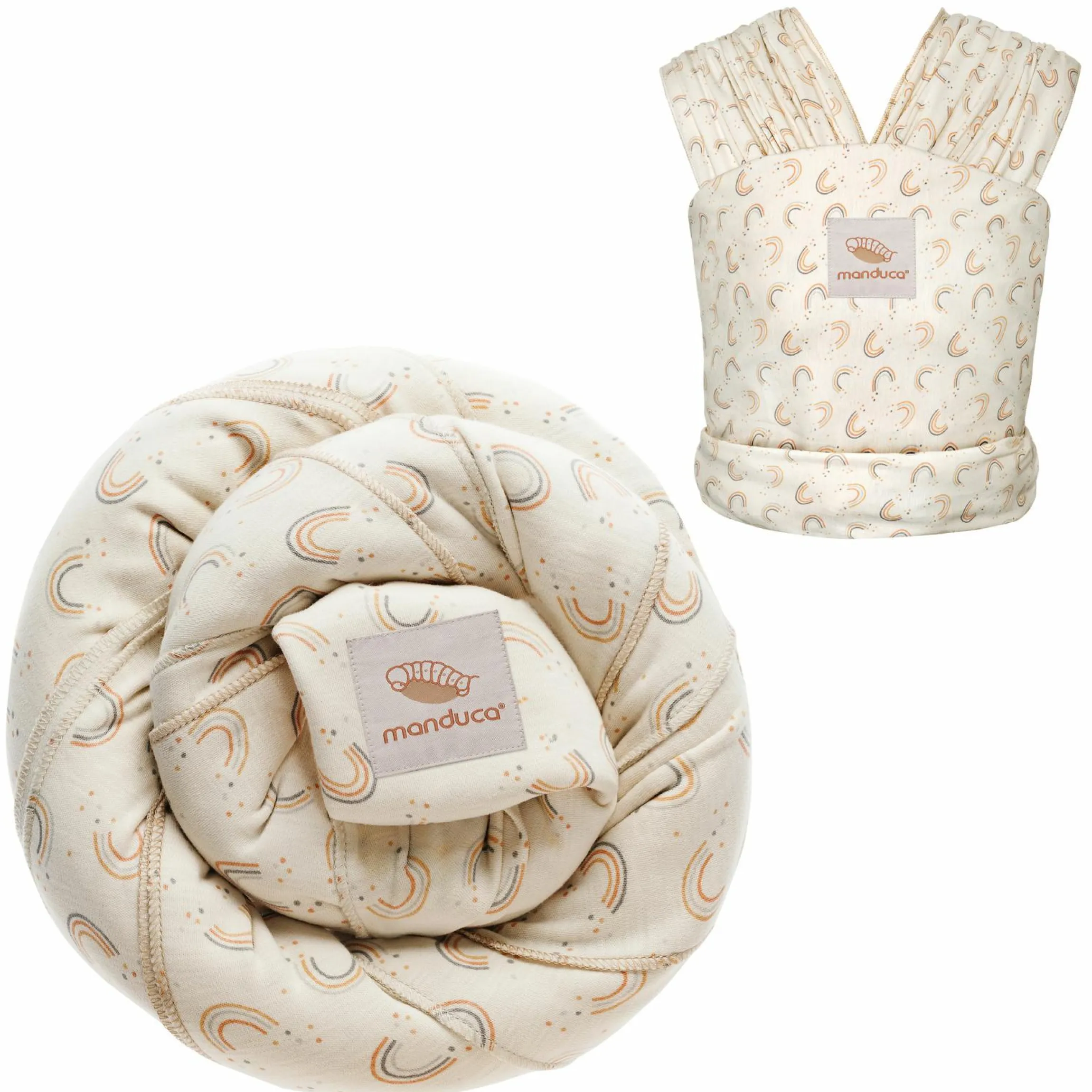 Babytragetuch Sling elastisch 510 x 60 cm für Neugeborene ab 3,5 kg - 15 kg aus 100% Bio-Baumwolle - RainbowDay - Sand Print