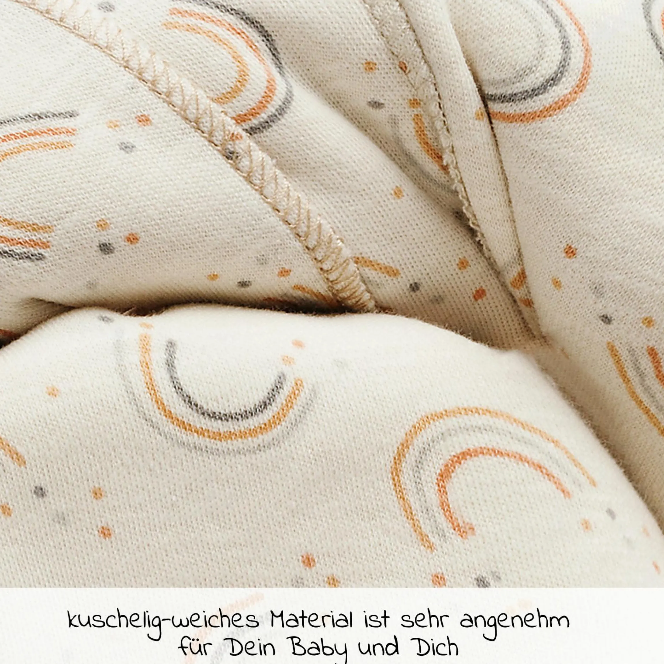 Babytragetuch Sling elastisch 510 x 60 cm für Neugeborene ab 3,5 kg - 15 kg aus 100% Bio-Baumwolle - RainbowDay - Sand Print