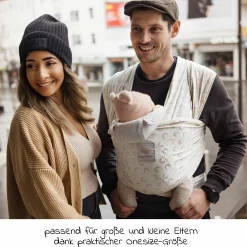 Babytragetuch Sling elastisch 510 x 60 cm für Neugeborene ab 3,5 kg - 15 kg aus 100% Bio-Baumwolle - RainbowDay - Sand Print